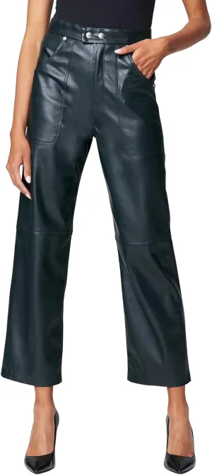 [BLANKNYC] Womens Luxury Clothing Ribcage Straight Leg Vegan Leather Pants, The Baxter Pants