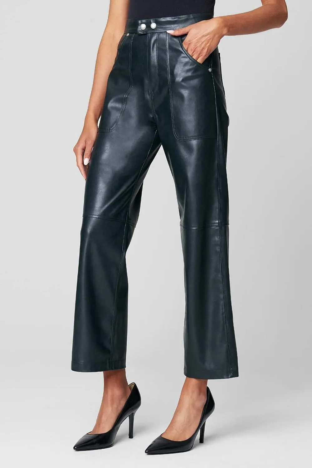 [BLANKNYC] Womens Luxury Clothing Ribcage Straight Leg Vegan Leather Pants, The Baxter Pants