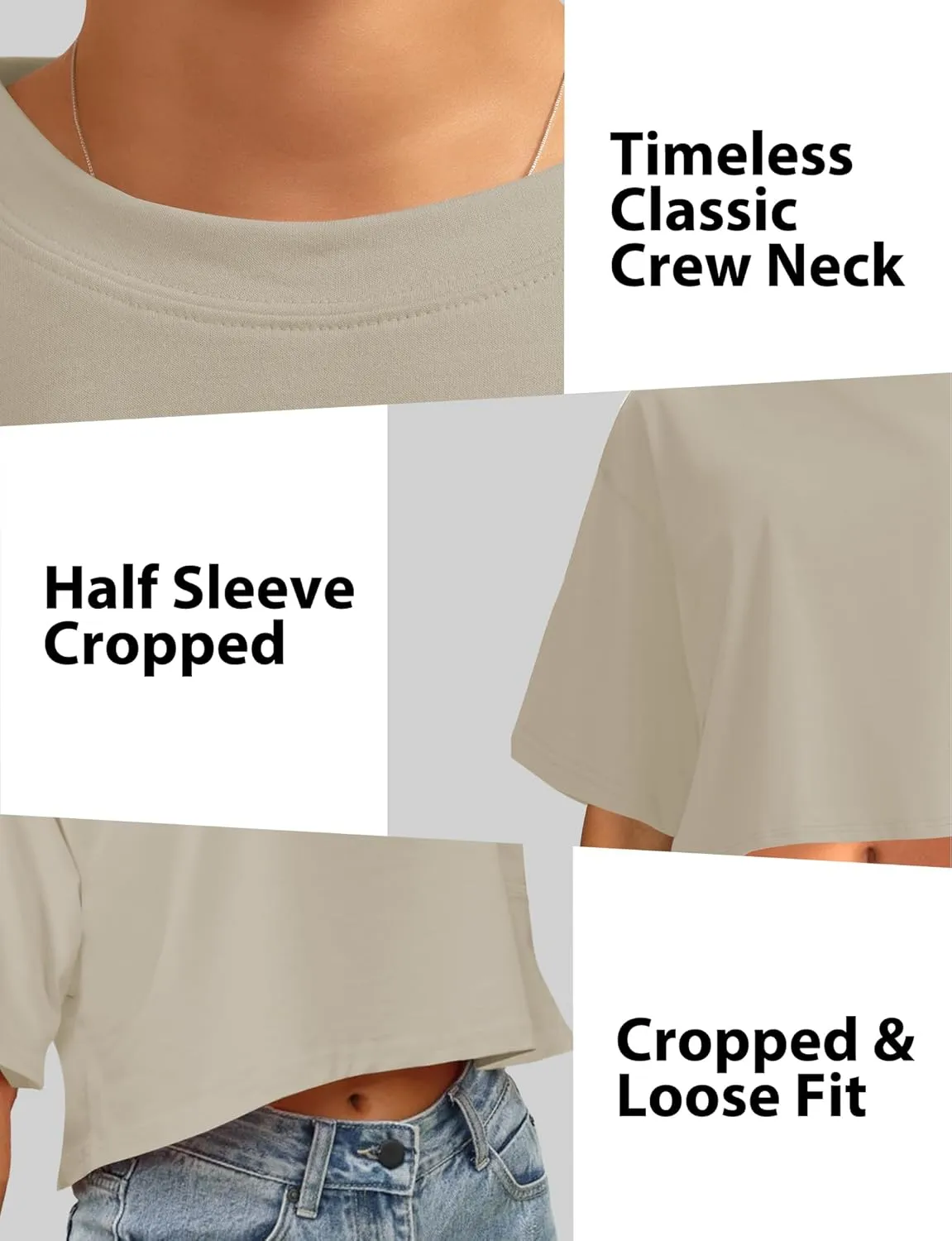 Buauty Womens Oversized Crop Tops, Short Sleeve Workout T-Shirt, Basic Drop Shoulder Boxy Tees, Summer Casual Athletic Shirts