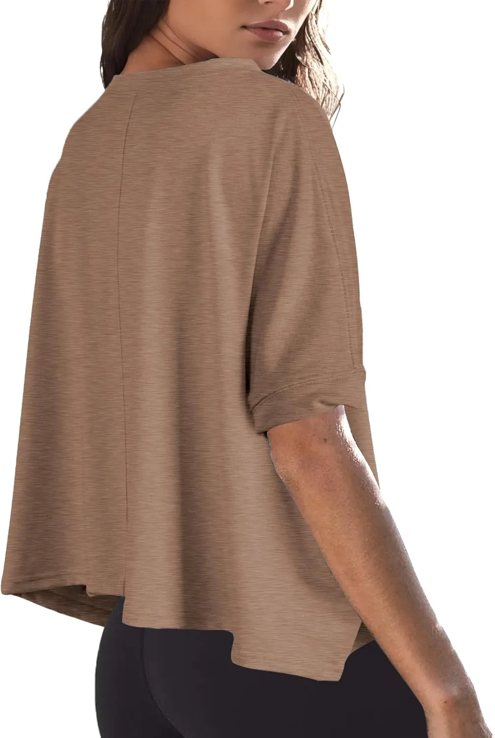 Buauty Womens Oversized Workout T-Shirt, Short Sleeve Crop Tops, Basic Casual Boxy Tshirts, Summer Loose Gym Athletic Tee
