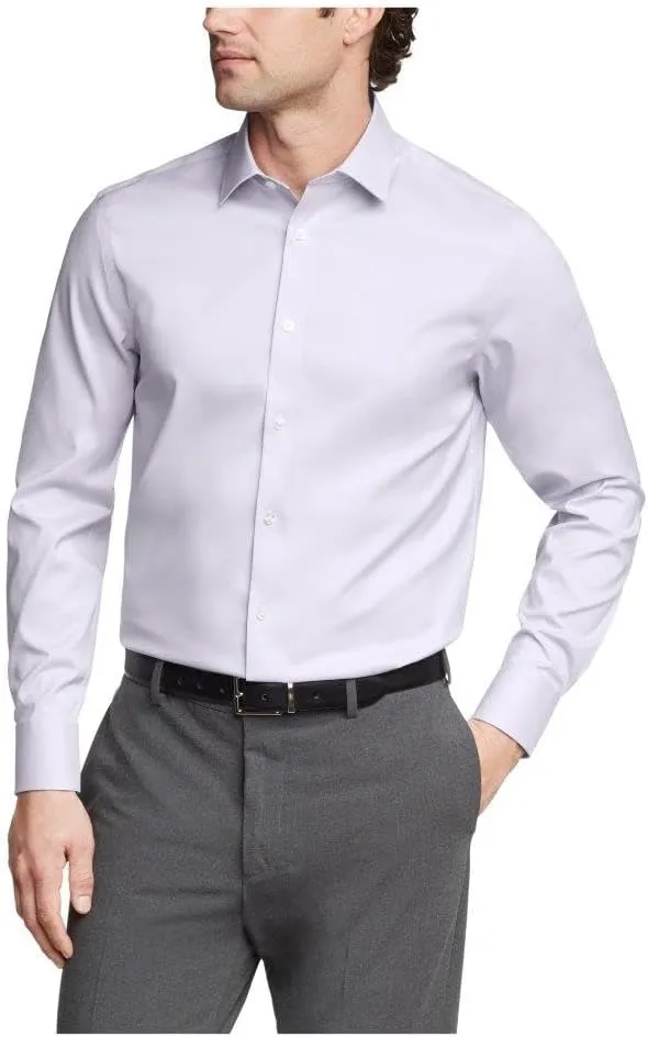 Calvin Klein Men's Dress Shirt Regular Fit Refined Cotton Stretch