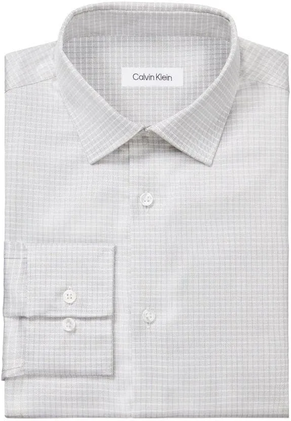 Calvin Klein Men's Dress Shirt Regular Fit Refined Cotton Stretch
