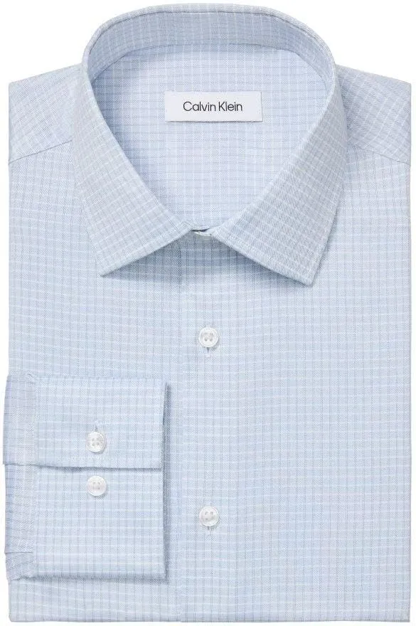 Calvin Klein Men's Dress Shirt Regular Fit Refined Cotton Stretch