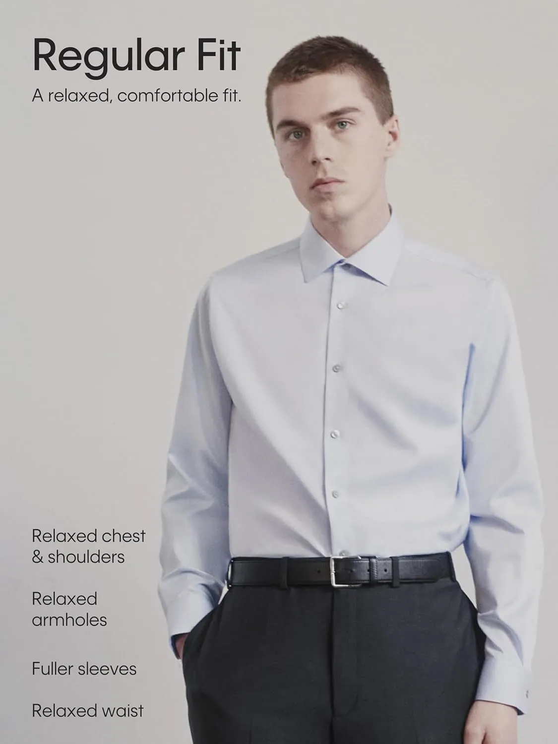 Calvin Klein Men's Dress Shirt Regular Fit Refined Cotton Stretch
