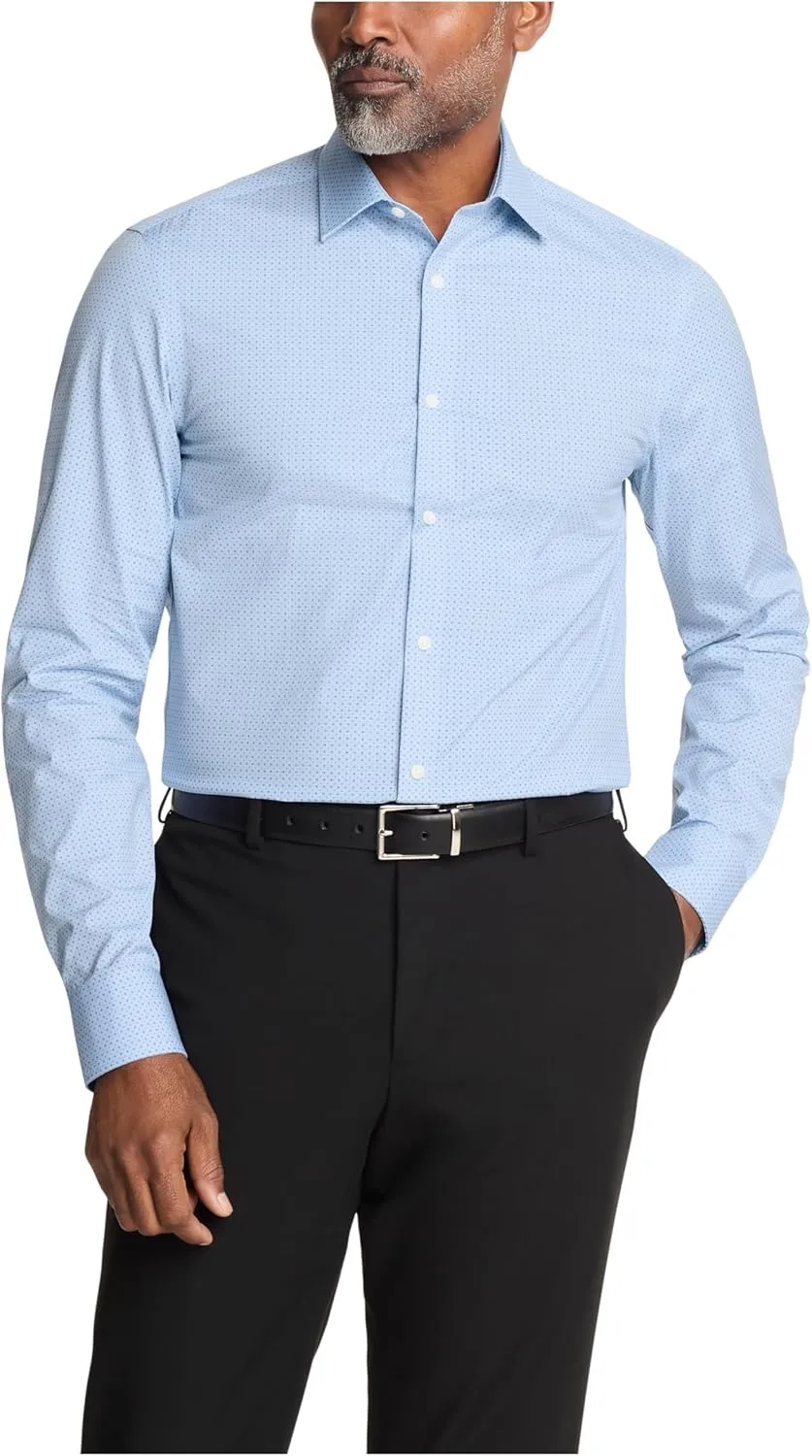 Calvin Klein Men's Dress Shirt Slim Fit Refined Cotton Stretch