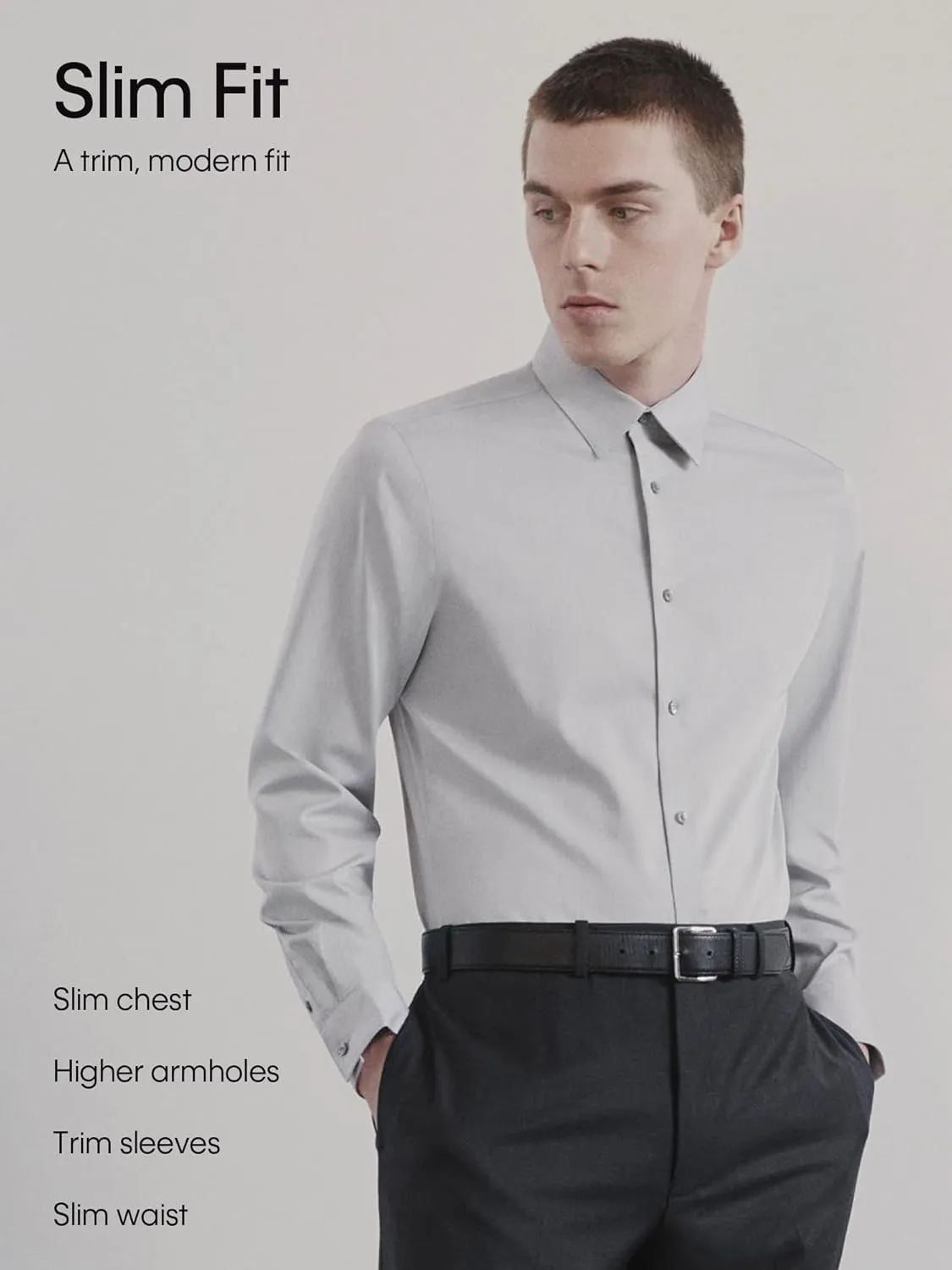 Calvin Klein Men's Dress Shirt Slim Fit Refined Cotton Stretch
