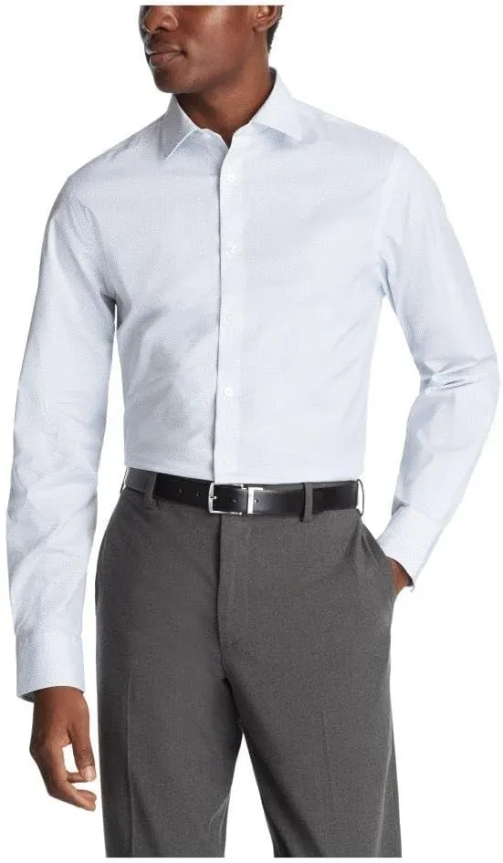 Calvin Klein Men's Dress Shirt Slim Fit Refined Cotton Stretch