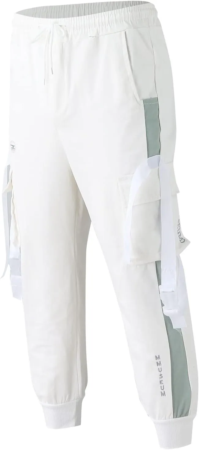 Cargo Pants for Men Big and Tall Elastic Waist Jogger Pant Hip Hop Running Trousers with Pockets Mens Tapered Jogger