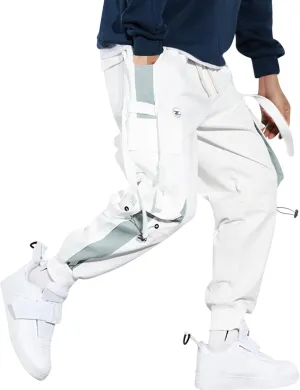 Cargo Pants for Men Big and Tall Elastic Waist Jogger Pant Hip Hop Running Trousers with Pockets Mens Tapered Jogger
