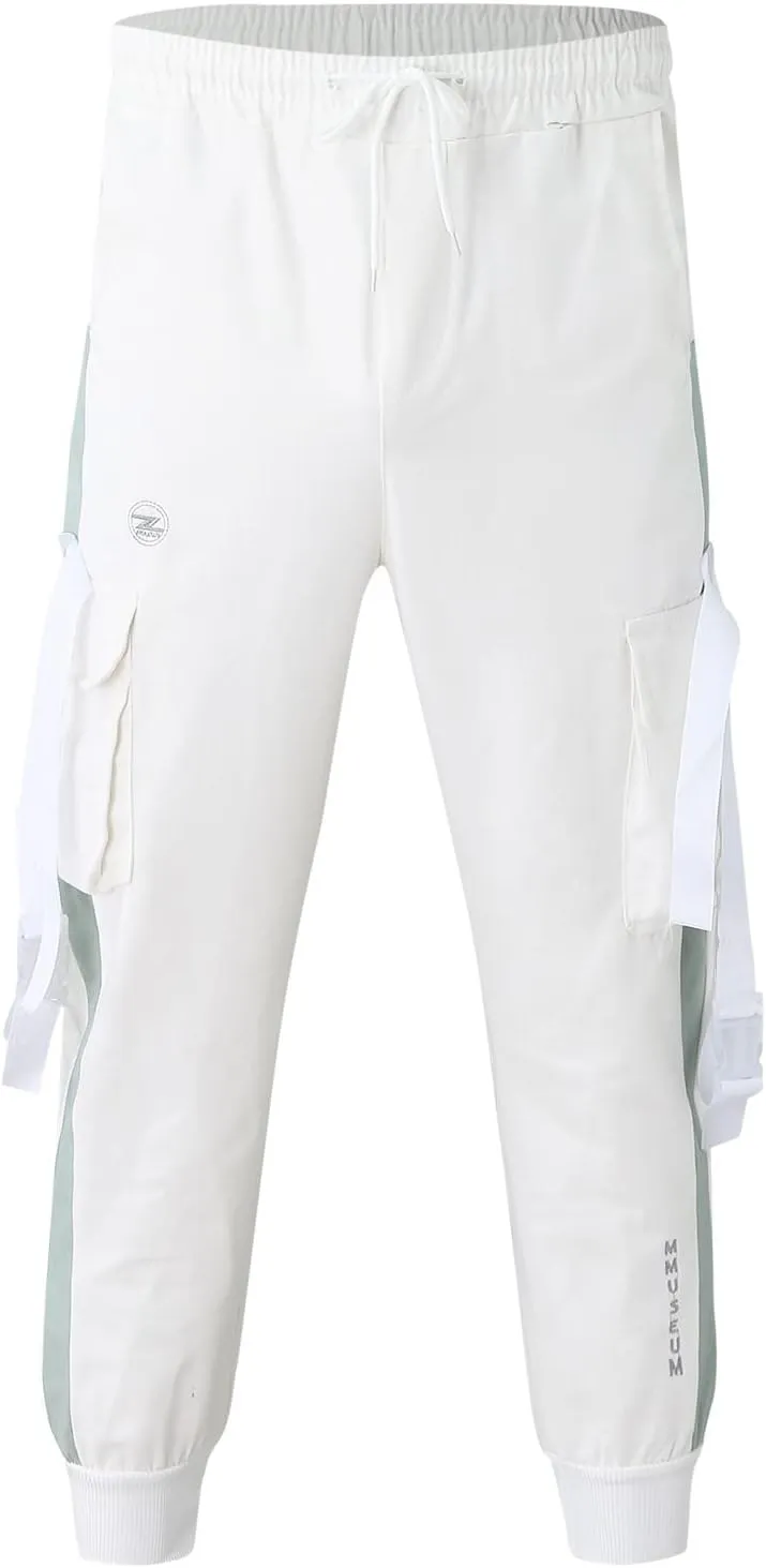 Cargo Pants for Men Big and Tall Elastic Waist Jogger Pant Hip Hop Running Trousers with Pockets Mens Tapered Jogger