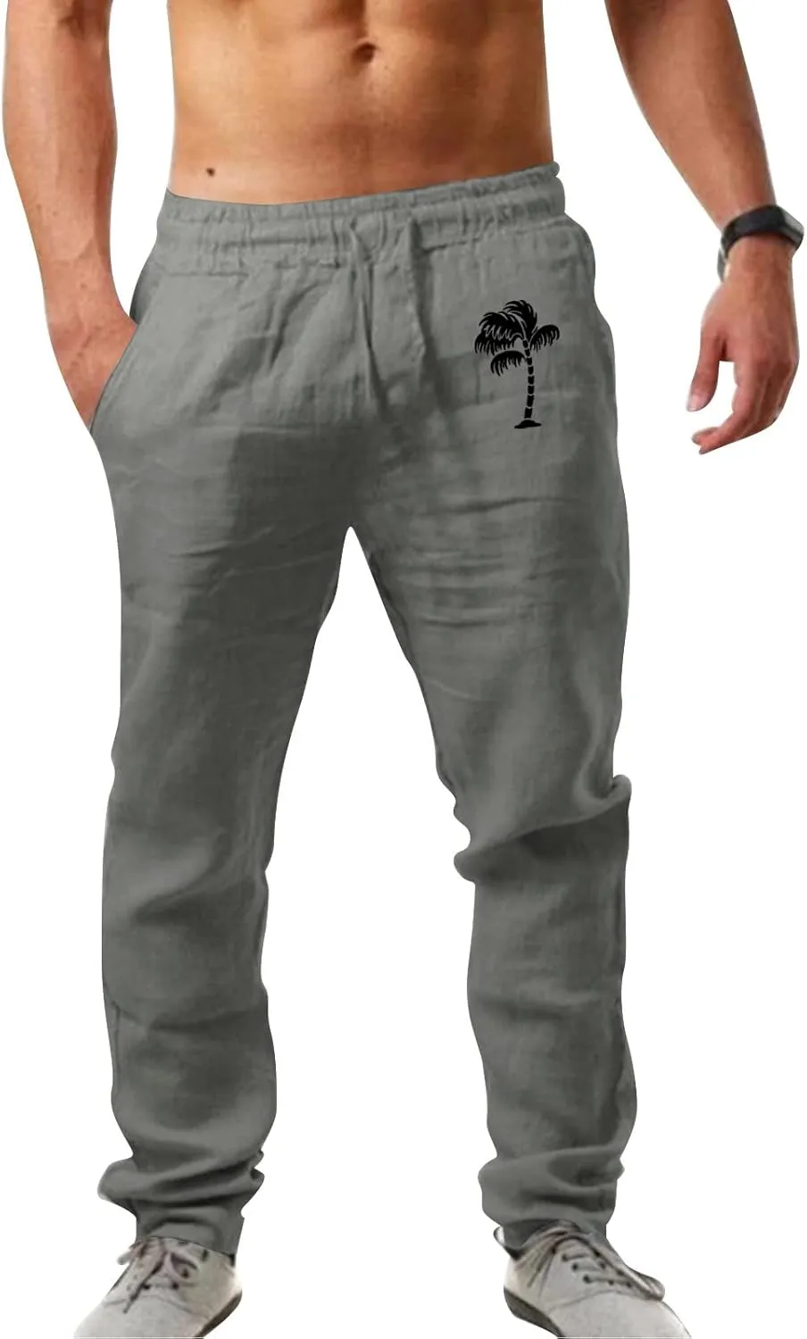 Cargo Pants for Men Relaxed Fit Workout Sports Pant Men's Cargo Pants Elastic Waist Jogger Solid Casual Multi Pockets
