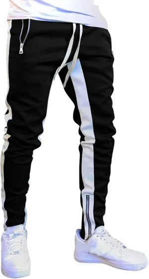 Cargo Trousers for Men Bottoms Mens Jogging Bottoms Slim Fit Sports Trousers with Zip Pockets Mens Cargo Sweatpants