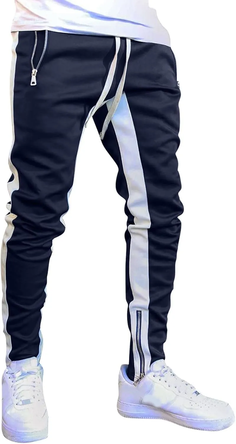 Cargo Trousers for Men Bottoms Mens Jogging Bottoms Slim Fit Sports Trousers with Zip Pockets Mens Cargo Sweatpants