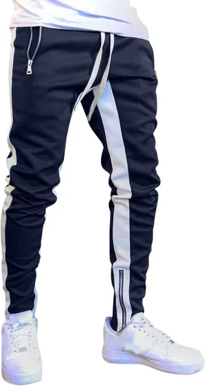 Cargo Trousers for Men Bottoms Mens Jogging Bottoms Slim Fit Sports Trousers with Zip Pockets Mens Cargo Sweatpants