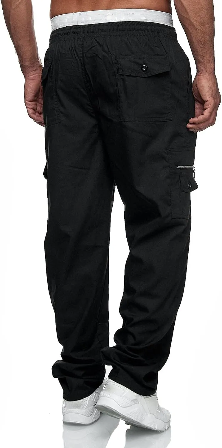 Cargo Trousers for Men Tracksuit Bottoms Mens Joggers Jogging Bottoms with Zip Pockets Men's Joggers Clearance Slim