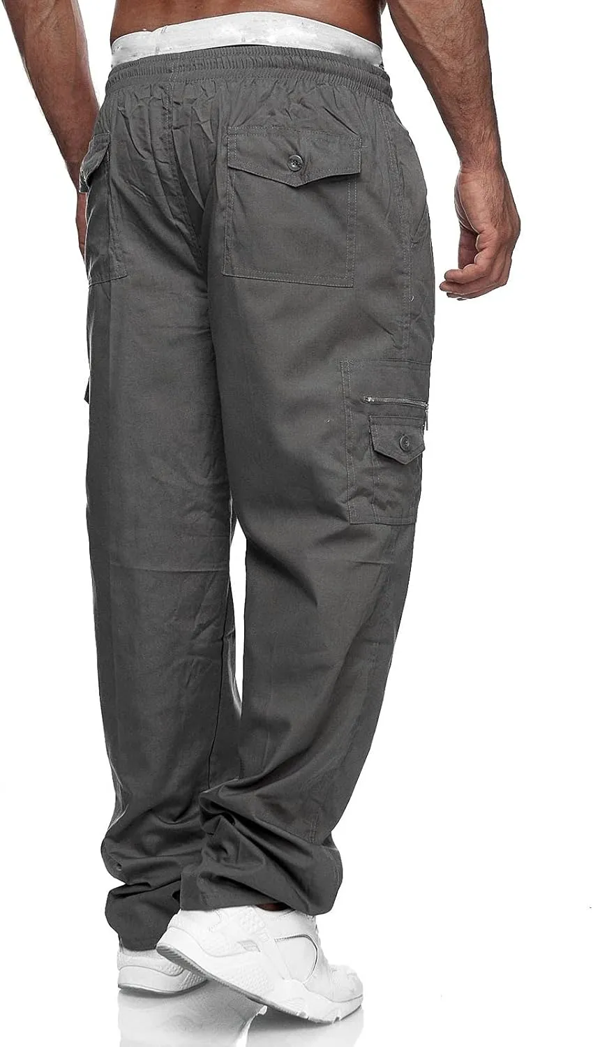 Cargo Trousers for Men Tracksuit Bottoms Mens Joggers Jogging Bottoms with Zip Pockets Men's Joggers Clearance Slim