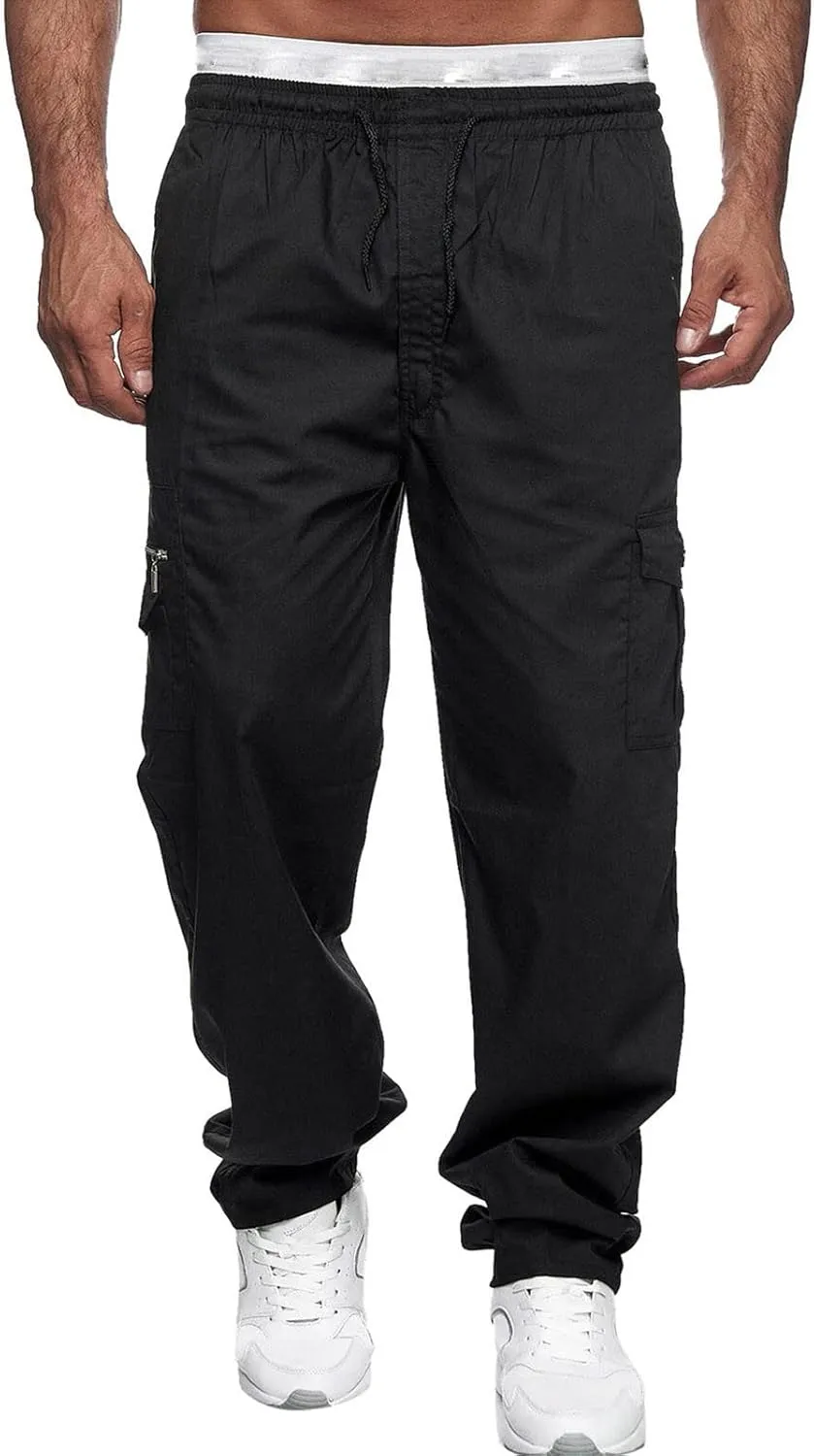 Cargo Trousers for Men Tracksuit Bottoms Mens Joggers Jogging Bottoms with Zip Pockets Men's Joggers Clearance Slim