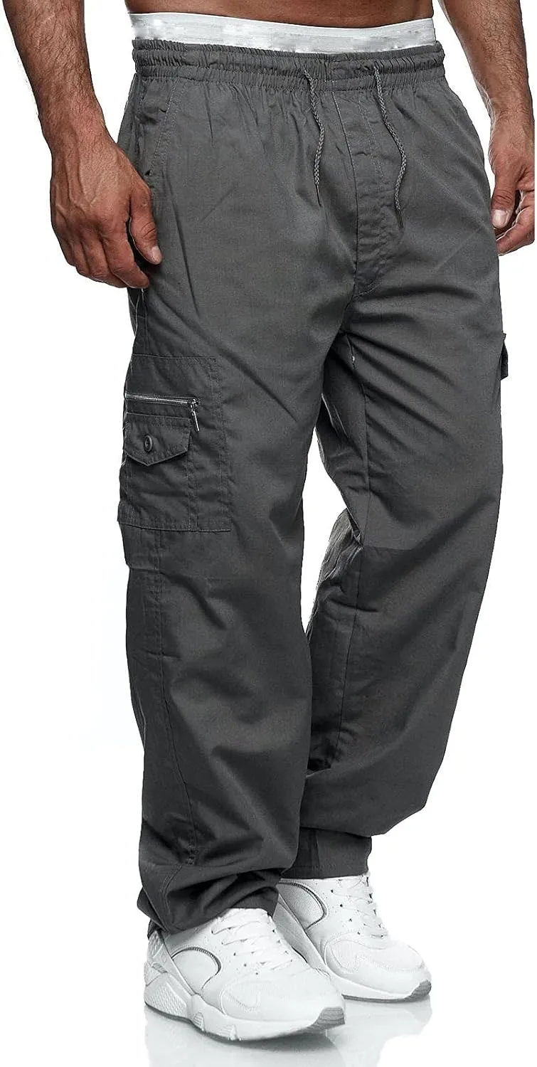 Cargo Trousers for Men Tracksuit Bottoms Mens Joggers Jogging Bottoms with Zip Pockets Men's Joggers Clearance Slim