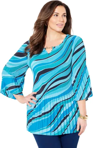 Catherines Women's Plus Size Affinity Chain Pleated Blouse