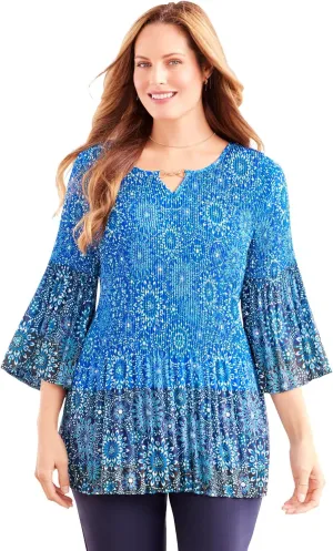 Catherines Women's Plus Size Affinity Chain Pleated Blouse