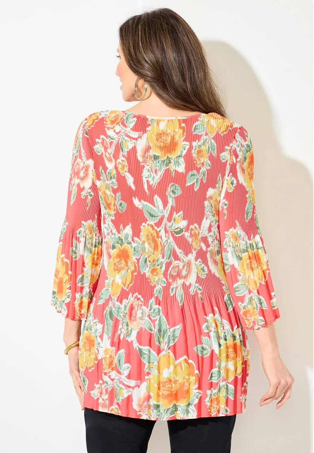 Catherines Women's Plus Size Affinity Chain Pleated Blouse
