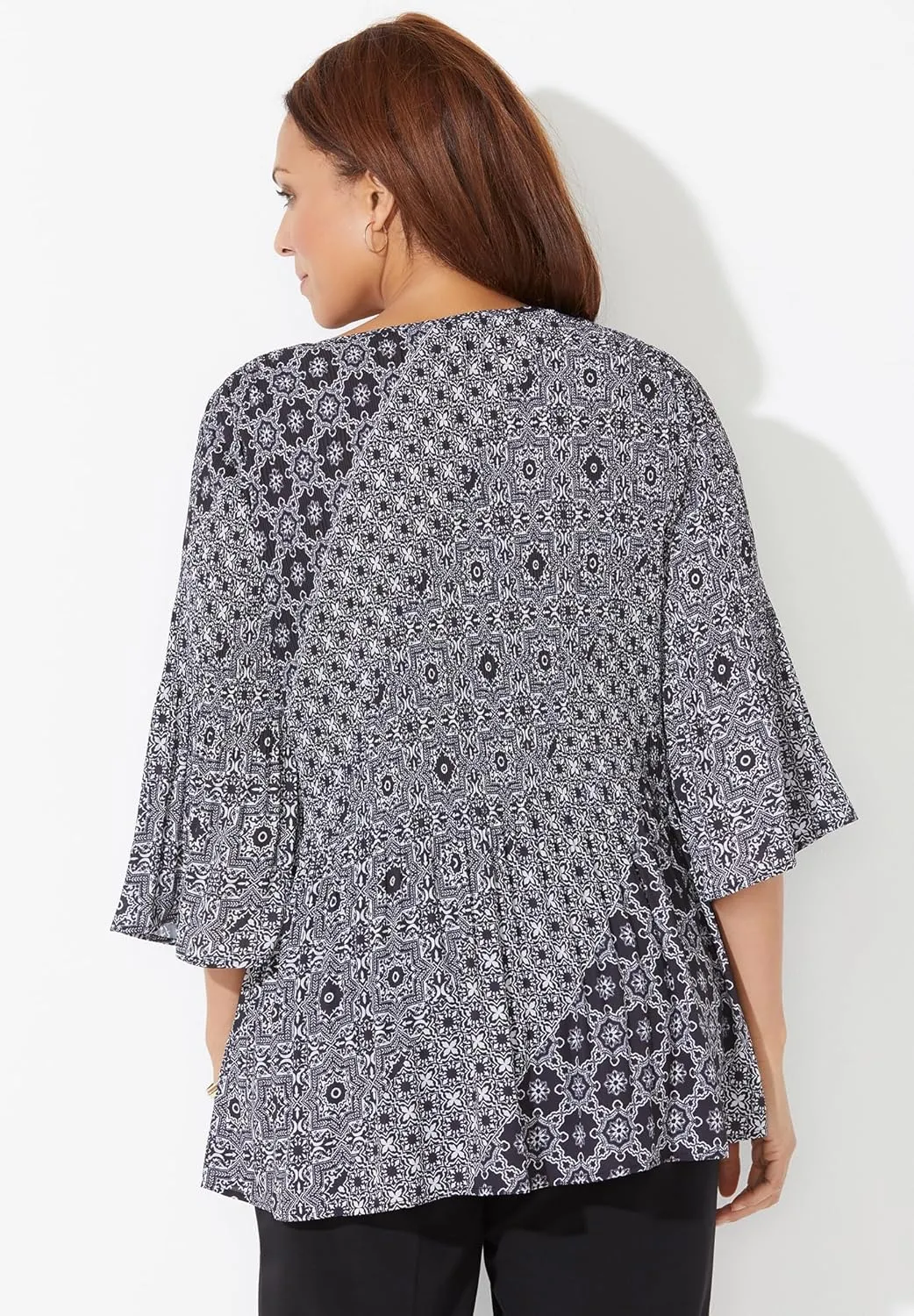 Catherines Women's Plus Size Affinity Chain Pleated Blouse