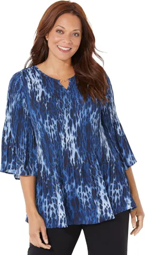 Catherines Women's Plus Size Affinity Chain Pleated Blouse
