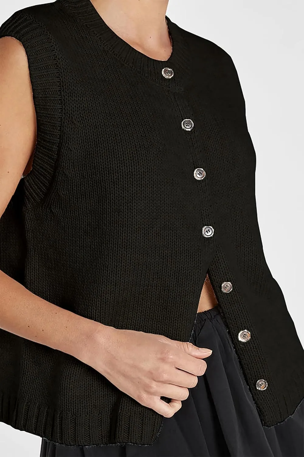 Cioatin Women Summer Knit Sweater Vest 2024 Sleeveless Button Down Loose Cardigan Tank Shirt Top Going Out Outfits Teen
