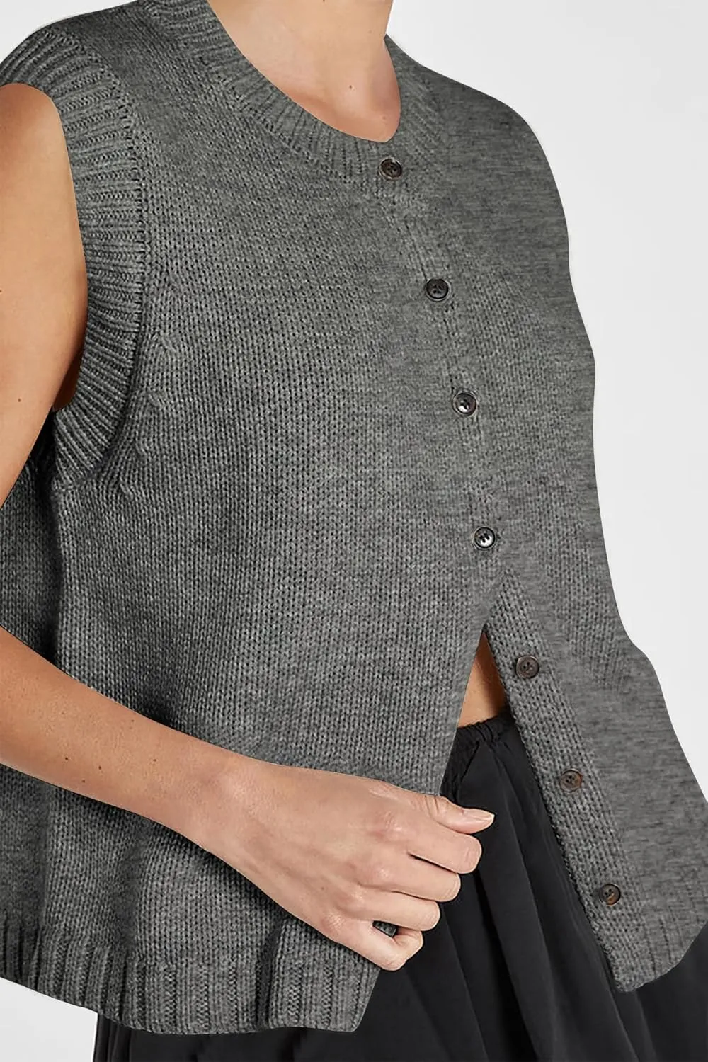Cioatin Women Summer Knit Sweater Vest 2024 Sleeveless Button Down Loose Cardigan Tank Shirt Top Going Out Outfits Teen