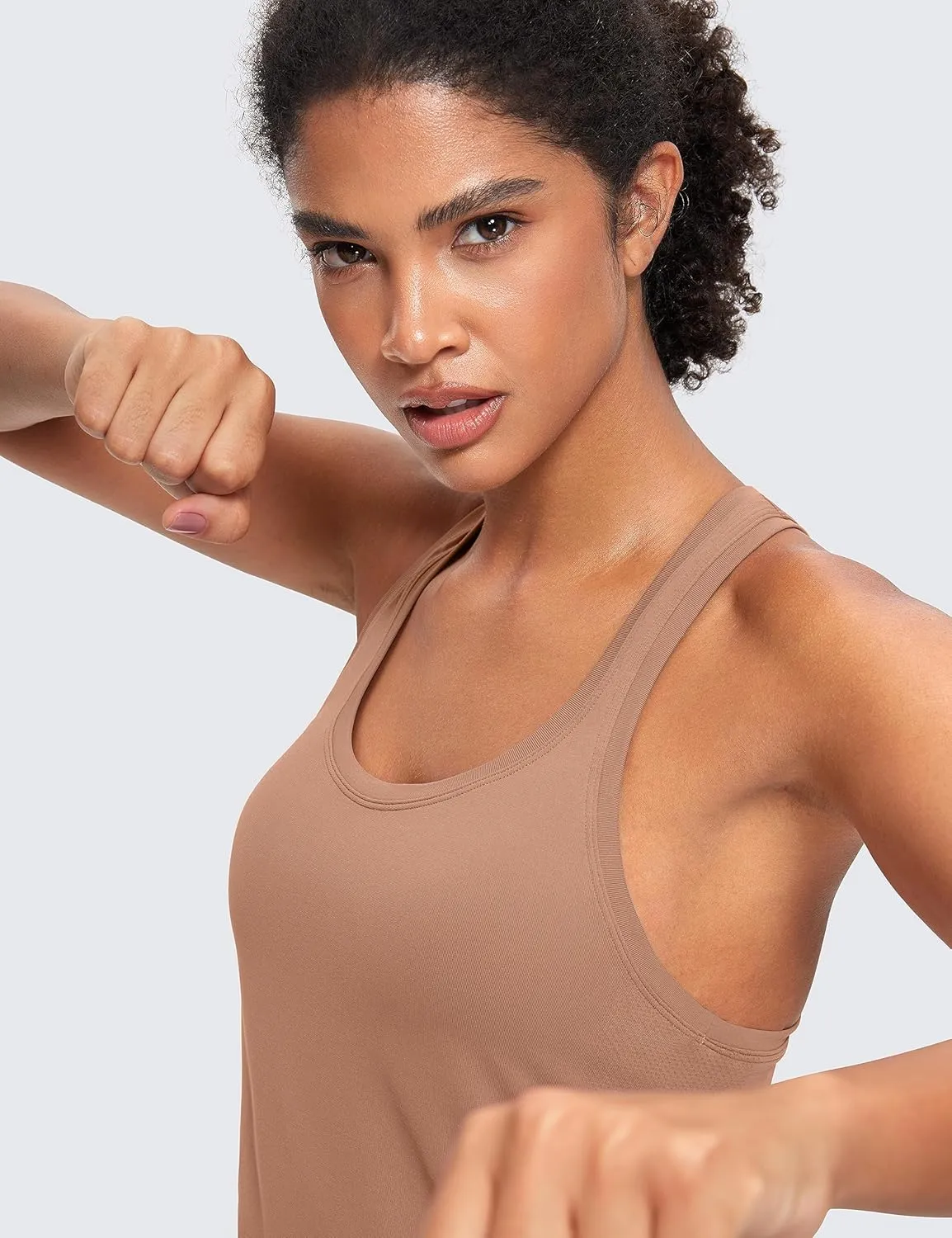 CRZ YOGA Seamless Racerback Workout Tank Tops for Women Athletic Sleeveless Scoop Neck Running Yoga Shirts