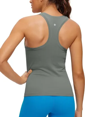 CRZ YOGA Seamless Racerback Workout Tank Tops for Women Athletic Sleeveless Scoop Neck Running Yoga Shirts