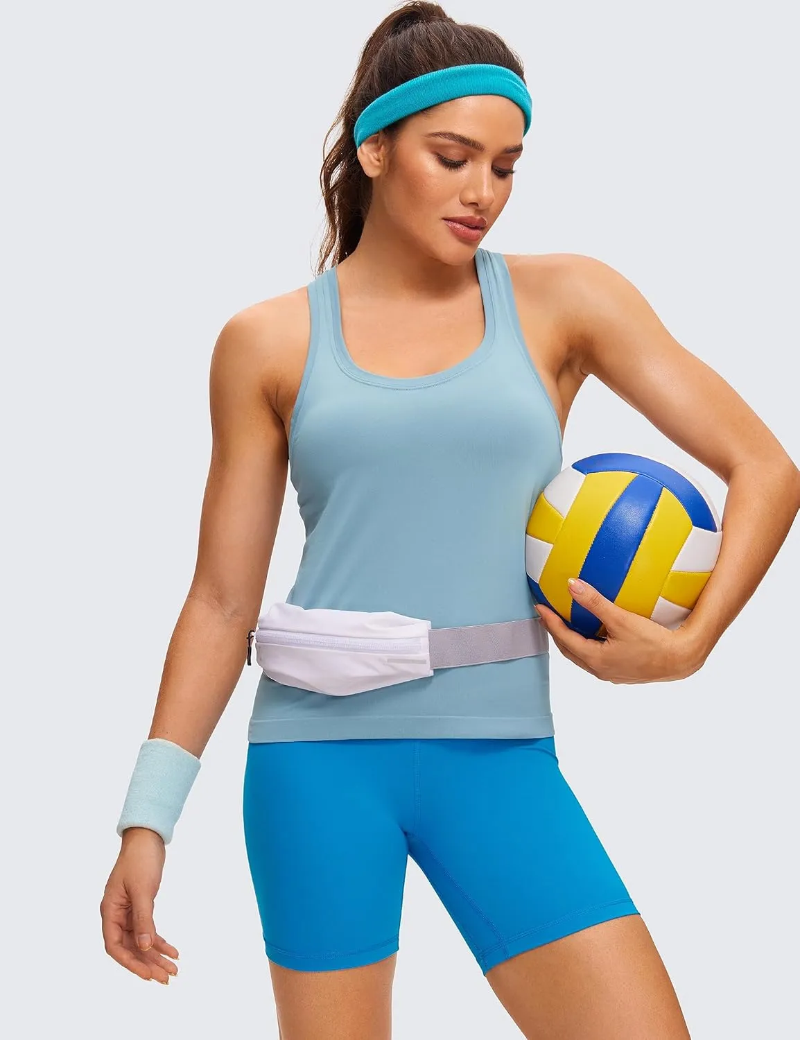 CRZ YOGA Seamless Racerback Workout Tank Tops for Women Athletic Sleeveless Scoop Neck Running Yoga Shirts