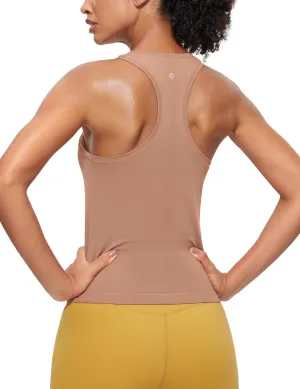 CRZ YOGA Seamless Racerback Workout Tank Tops for Women Athletic Sleeveless Scoop Neck Running Yoga Shirts