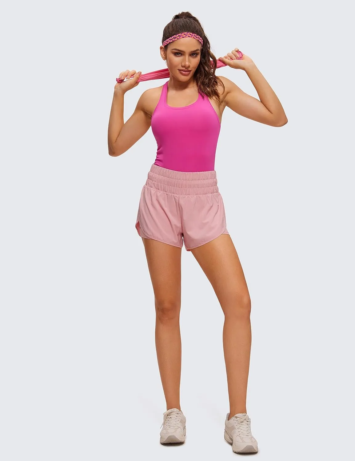 CRZ YOGA Seamless Racerback Workout Tank Tops for Women Athletic Sleeveless Scoop Neck Running Yoga Shirts