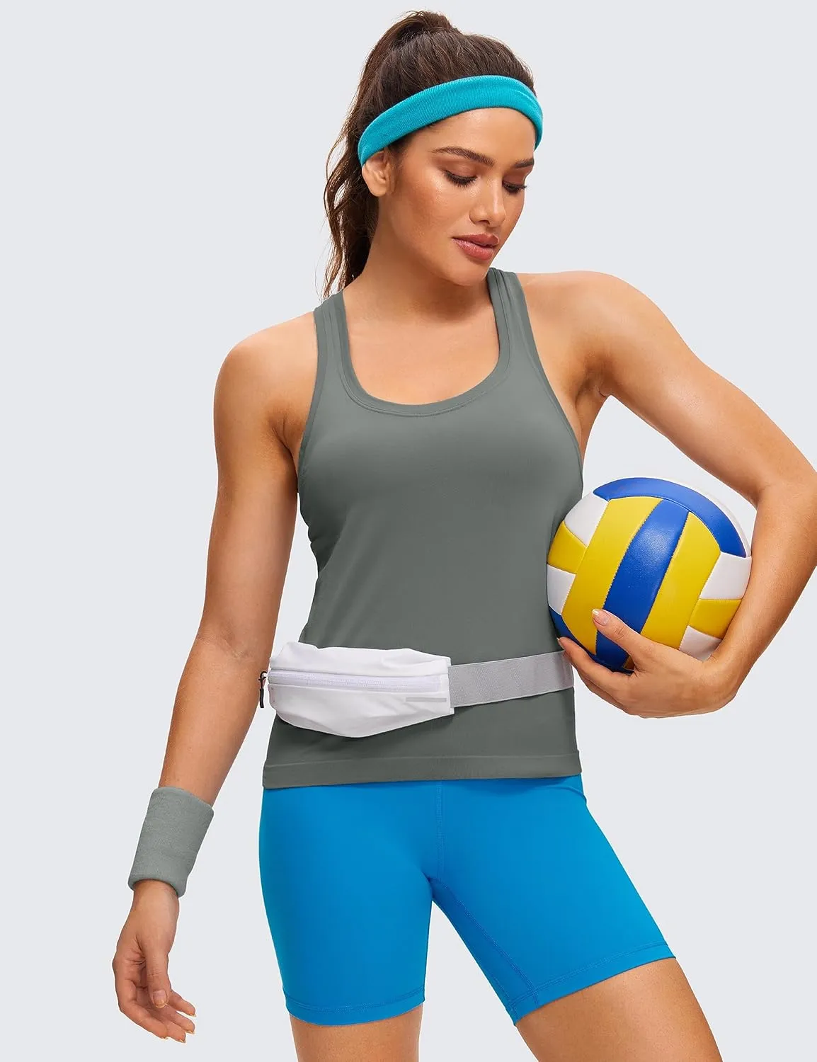 CRZ YOGA Seamless Racerback Workout Tank Tops for Women Athletic Sleeveless Scoop Neck Running Yoga Shirts