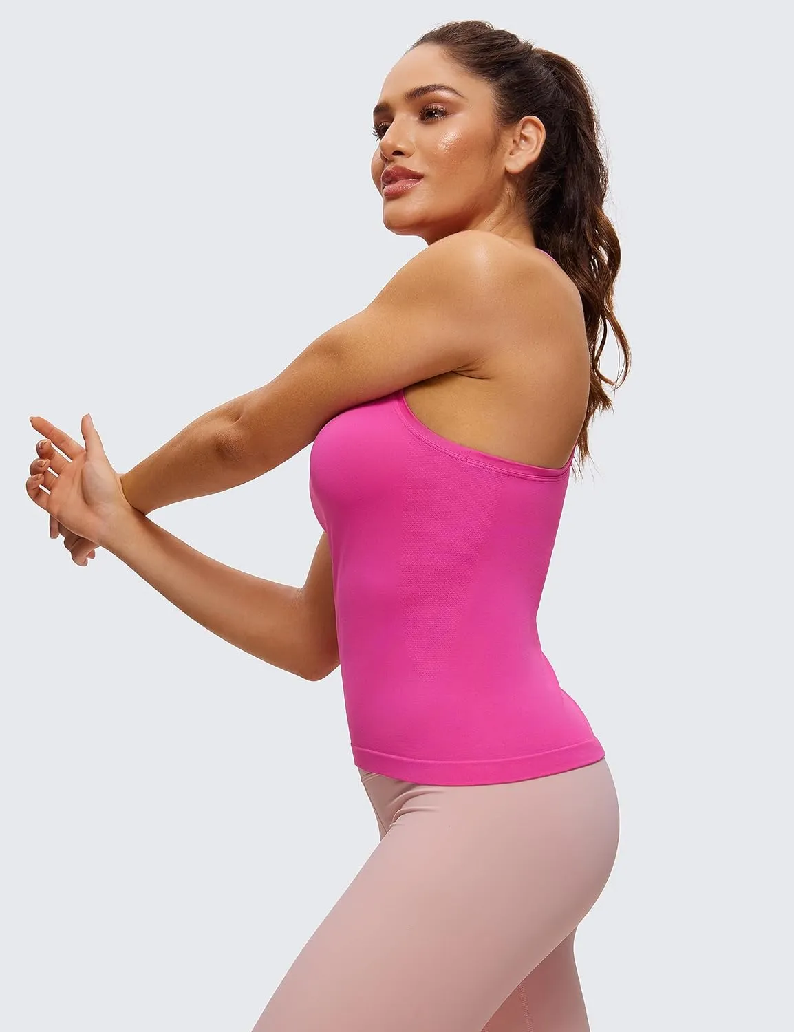 CRZ YOGA Seamless Racerback Workout Tank Tops for Women Athletic Sleeveless Scoop Neck Running Yoga Shirts