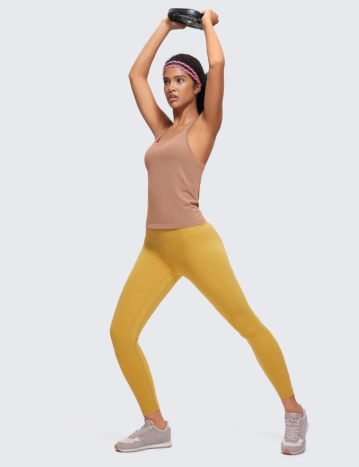 CRZ YOGA Seamless Racerback Workout Tank Tops for Women Athletic Sleeveless Scoop Neck Running Yoga Shirts