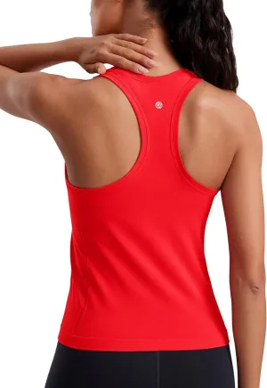 CRZ YOGA Seamless Womens Breathable Workout Tank Tops Racerback High Neck Sleeveless Running Athletic Shirts