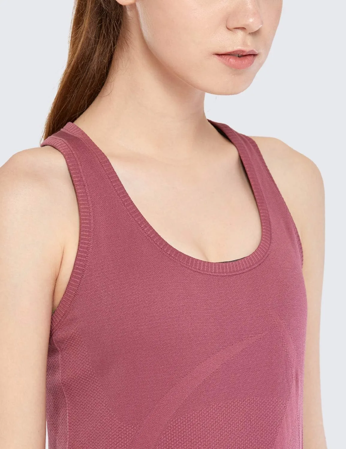 CRZ YOGA Women's Active Seamless Workout Tank Tops Racerback Athletic Running Yoga Gym Shirts Long Length