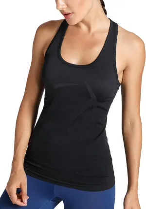 CRZ YOGA Women's Active Seamless Workout Tank Tops Racerback Athletic Running Yoga Gym Shirts Long Length