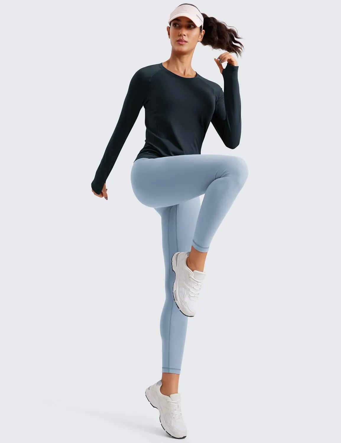 CRZ YOGA Womens Seamless Workout Long Sleeve Shirts Quick Dry Gym Athletic Tops Breathable Running Yoga T-Shirts
