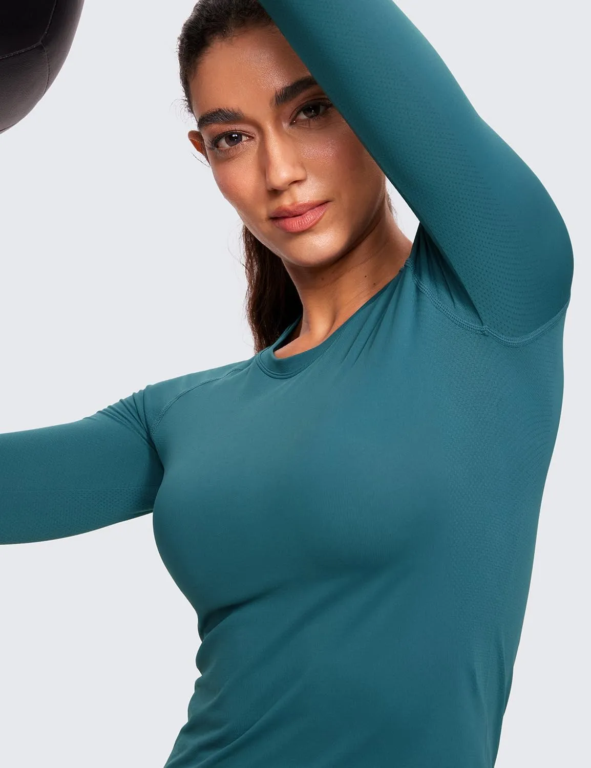 CRZ YOGA Womens Seamless Workout Long Sleeve Shirts Quick Dry Gym Athletic Tops Breathable Running Yoga T-Shirts