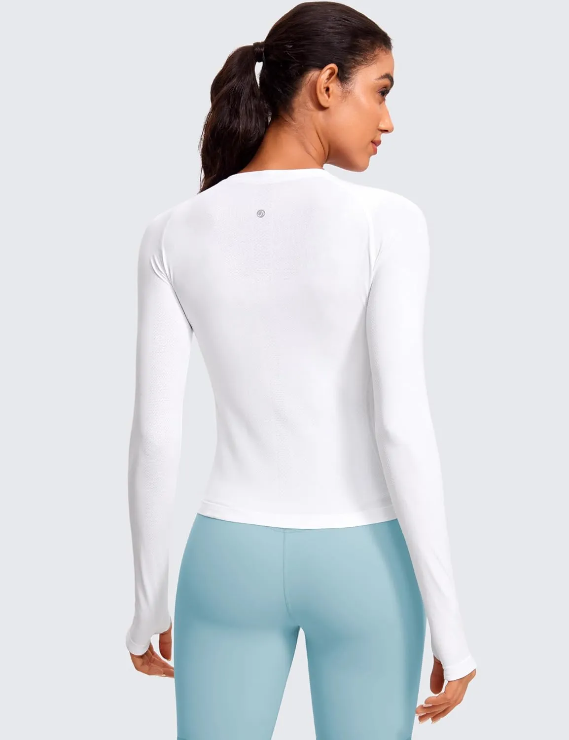 CRZ YOGA Womens Seamless Workout Long Sleeve Shirts Quick Dry Gym Athletic Tops Breathable Running Yoga T-Shirts