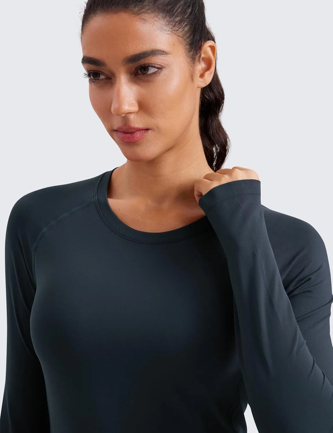 CRZ YOGA Womens Seamless Workout Long Sleeve Shirts Quick Dry Gym Athletic Tops Breathable Running Yoga T-Shirts