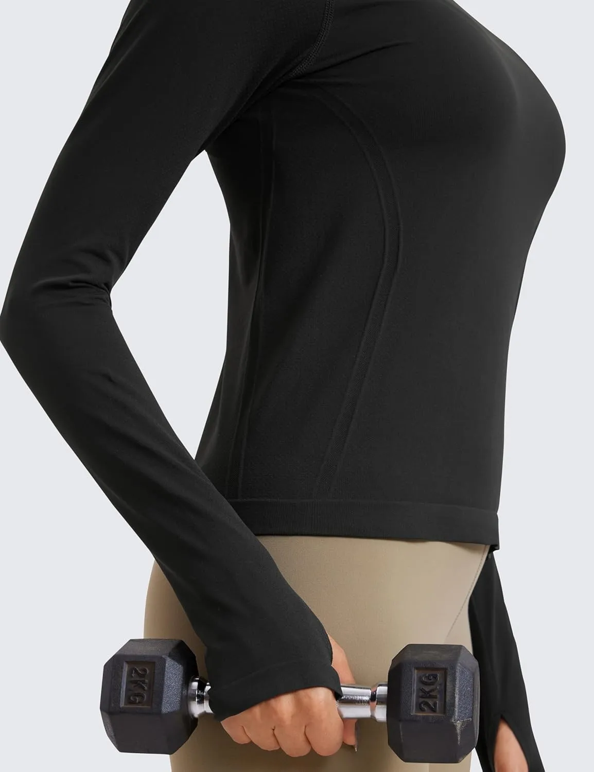 CRZ YOGA Womens Seamless Workout Long Sleeve Shirts Quick Dry Gym Athletic Tops Breathable Running Yoga T-Shirts