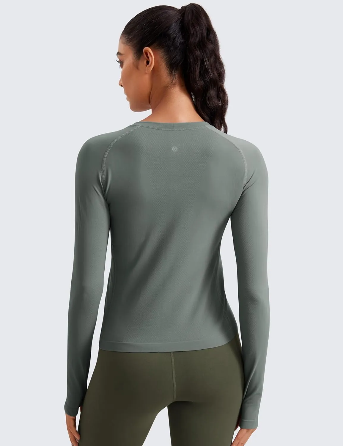 CRZ YOGA Womens Seamless Workout Long Sleeve Shirts Quick Dry Gym Athletic Tops Breathable Running Yoga T-Shirts
