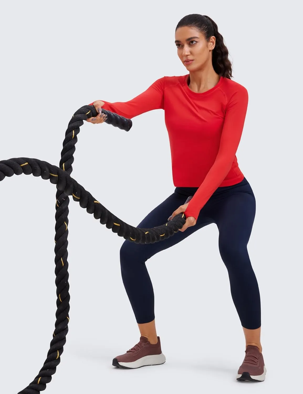 CRZ YOGA Womens Seamless Workout Long Sleeve Shirts Quick Dry Gym Athletic Tops Breathable Running Yoga T-Shirts