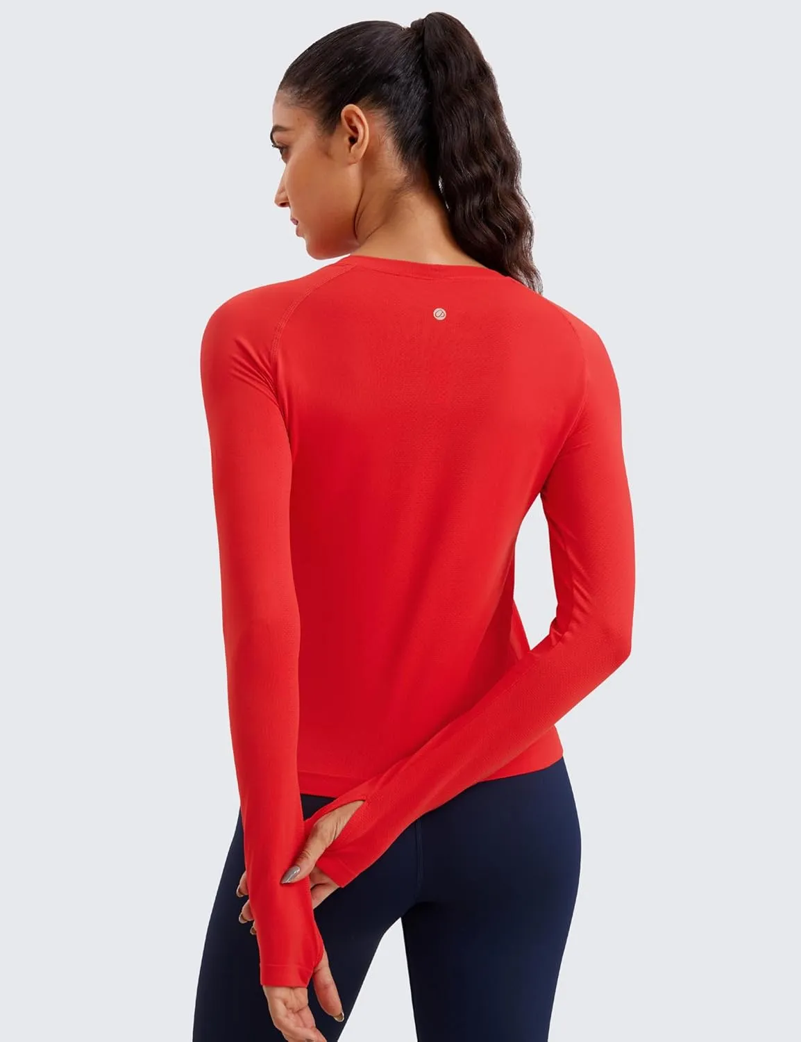 CRZ YOGA Womens Seamless Workout Long Sleeve Shirts Quick Dry Gym Athletic Tops Breathable Running Yoga T-Shirts