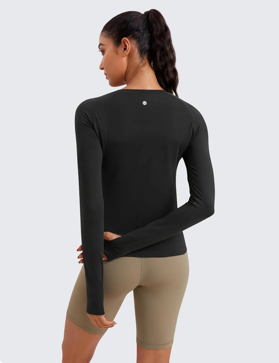 CRZ YOGA Womens Seamless Workout Long Sleeve Shirts Quick Dry Gym Athletic Tops Breathable Running Yoga T-Shirts