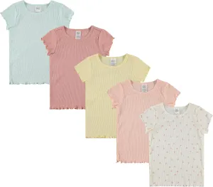 Cudlie 5-Pack Toddler/Baby Girl Short Sleeve Tops - Premium Quality Shirt Tops for Lightweight Comfort and Style.